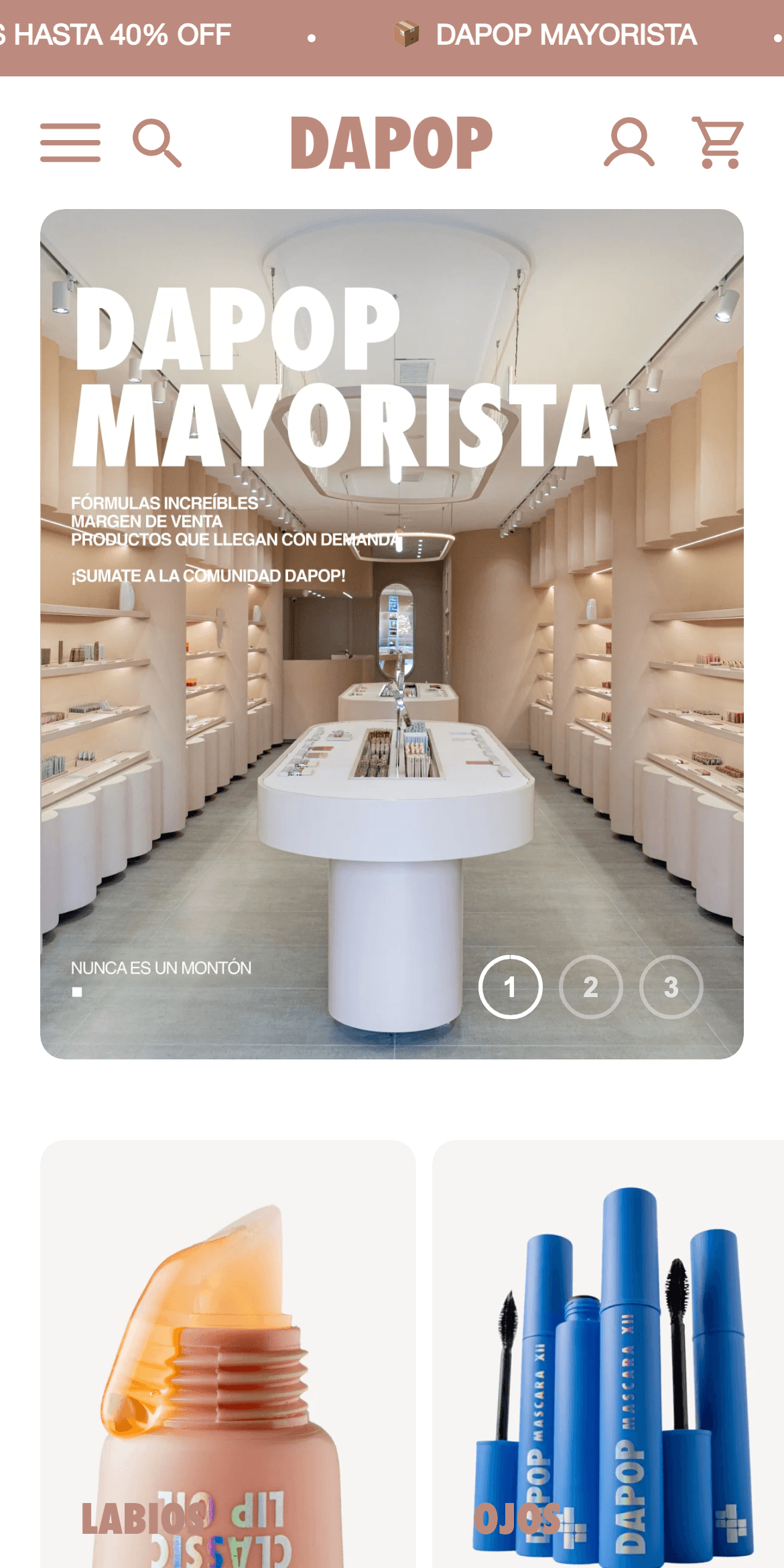 Home de Dapop Mayorista en mobile, la tienda mayorista sobre Shopify